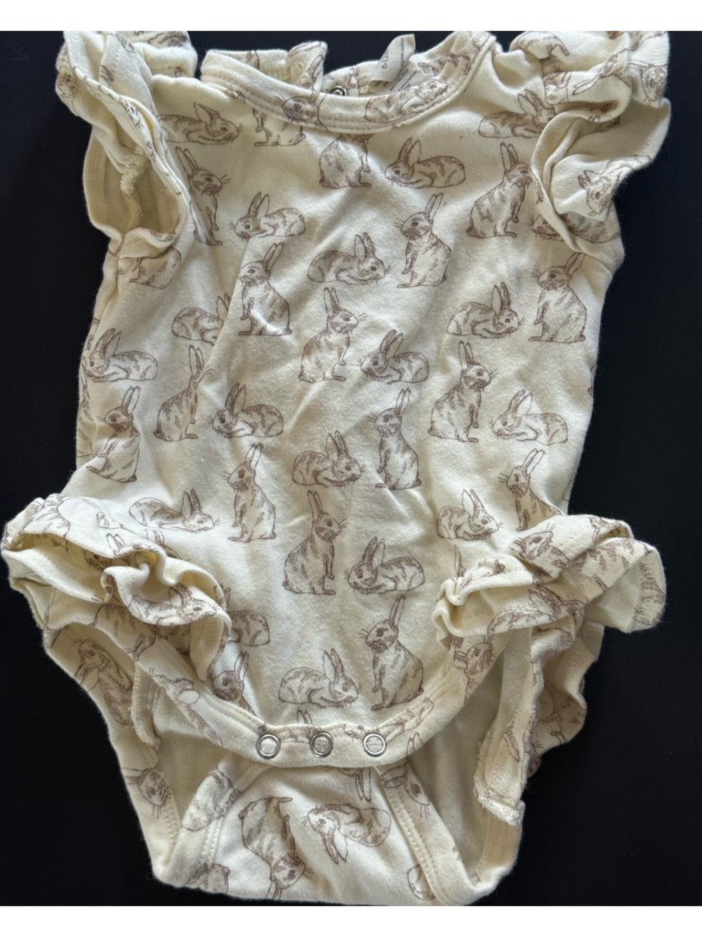 kate quinn Cream Bunny Print Ruffle One-Piece Bodysuit